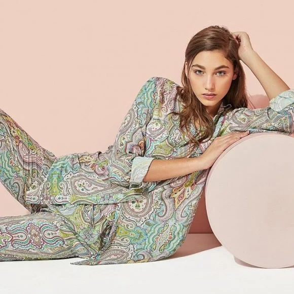 RARE NWT Zara Home Beach Collection Paisley Lounge Pajama Pants - M